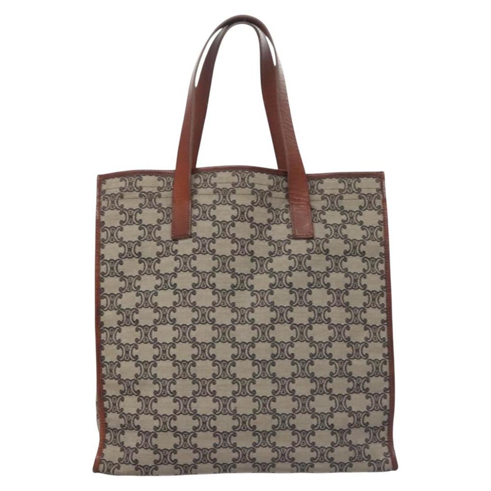 CELINE Paris Macadam Canvas Tote Bag Beige Brown gold Auth bs23078 - Picture 13 of 16